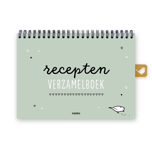 vooraanzicht recepten verzamelboek met ringband boven.