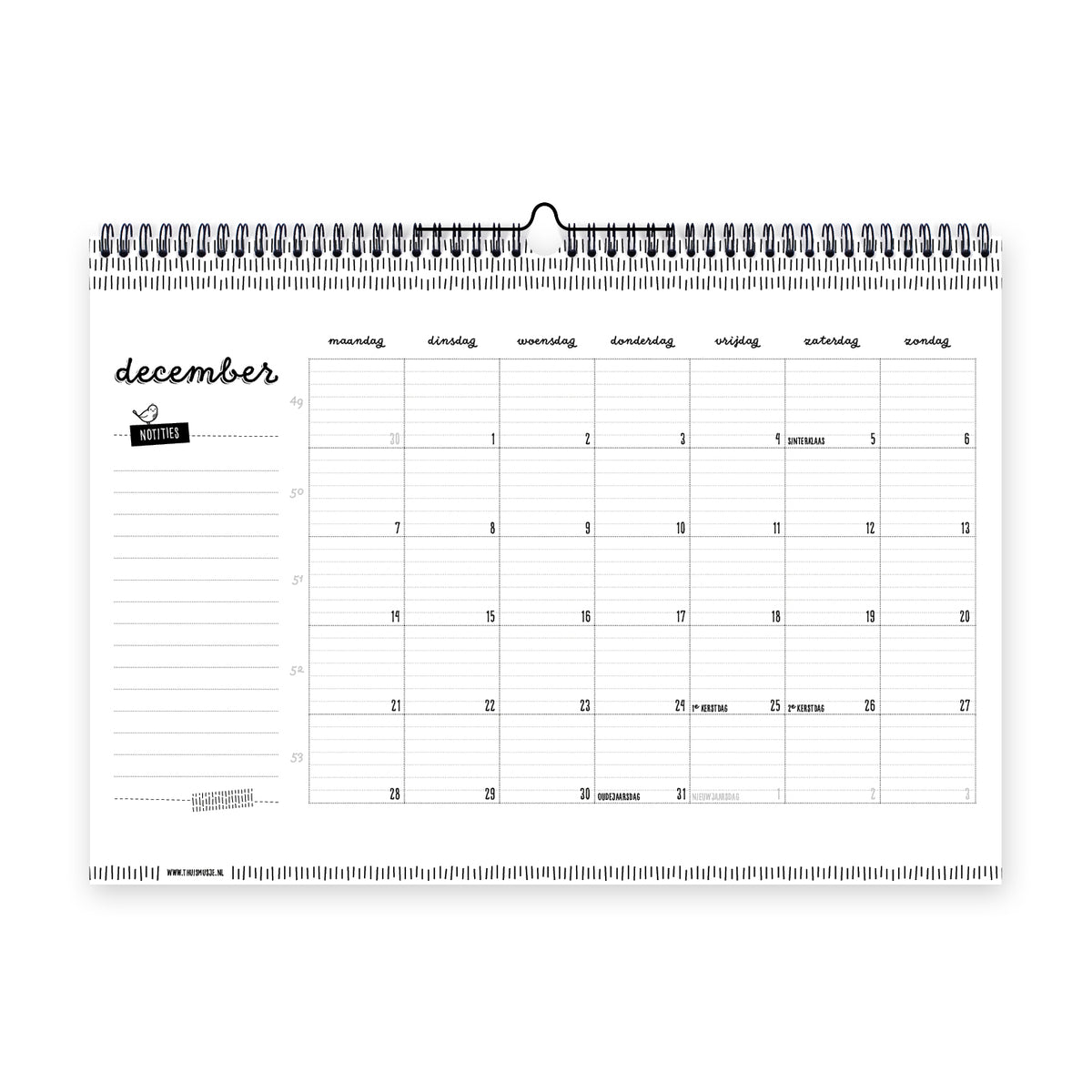 Digitaal beeld van de maand december uit de schooljaarkalender 2026 2027